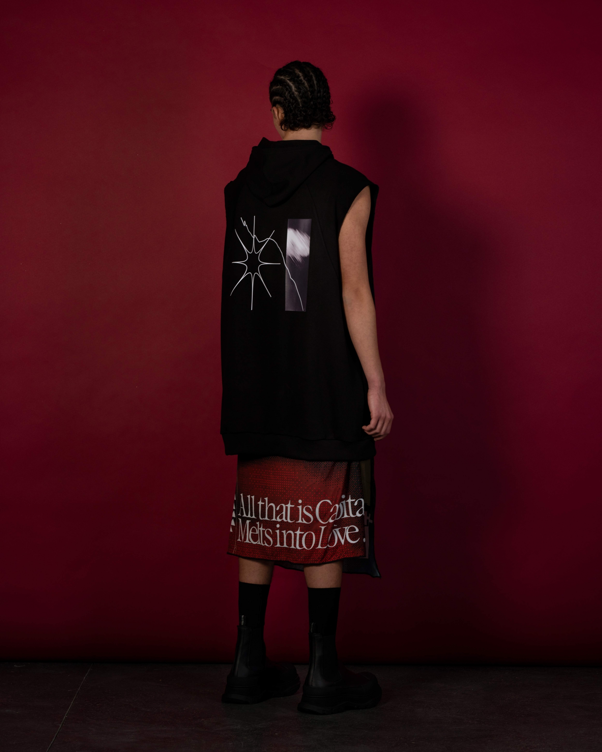 Black Sleeveless Hoodie