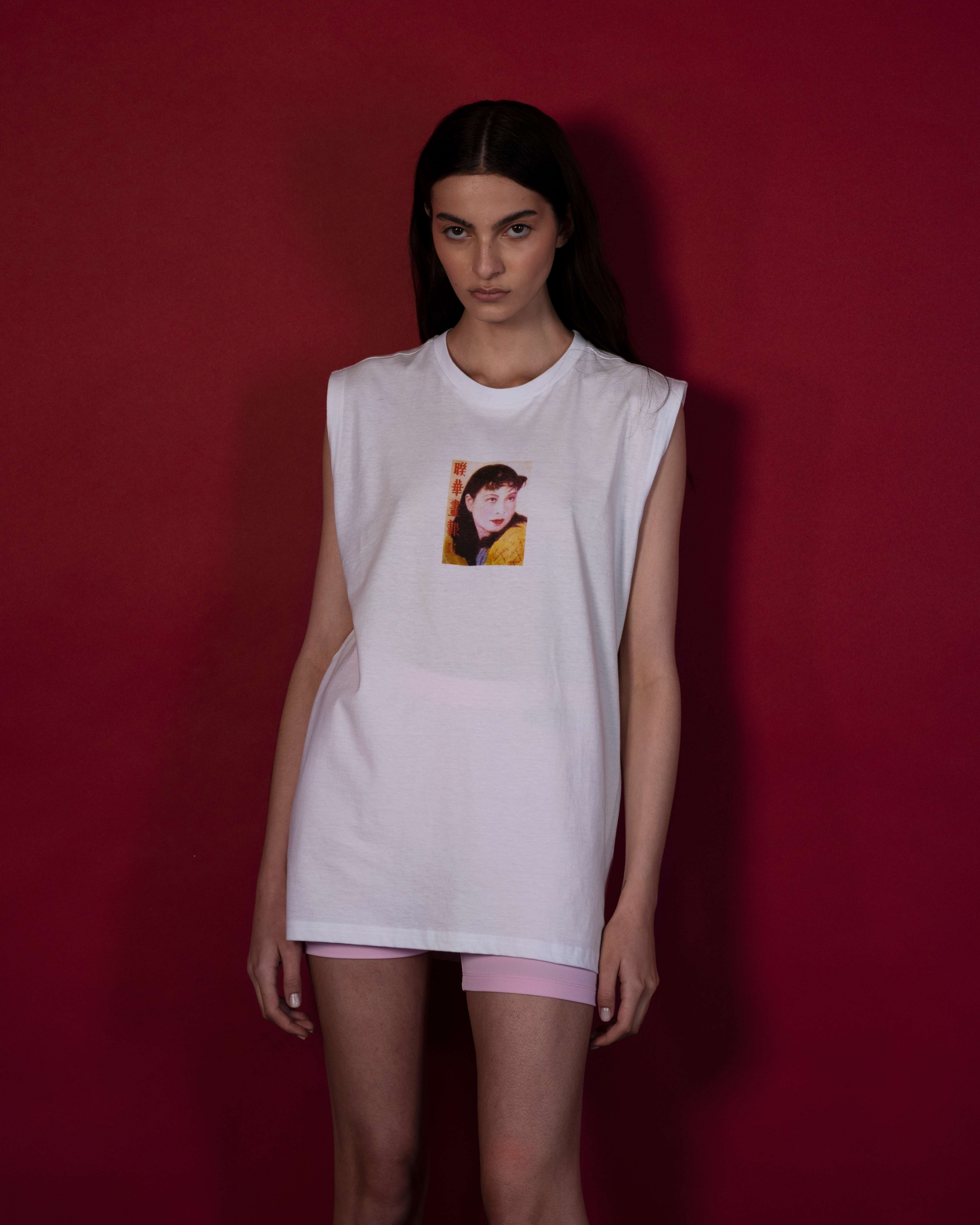 Sleeveless T-Shirt , White