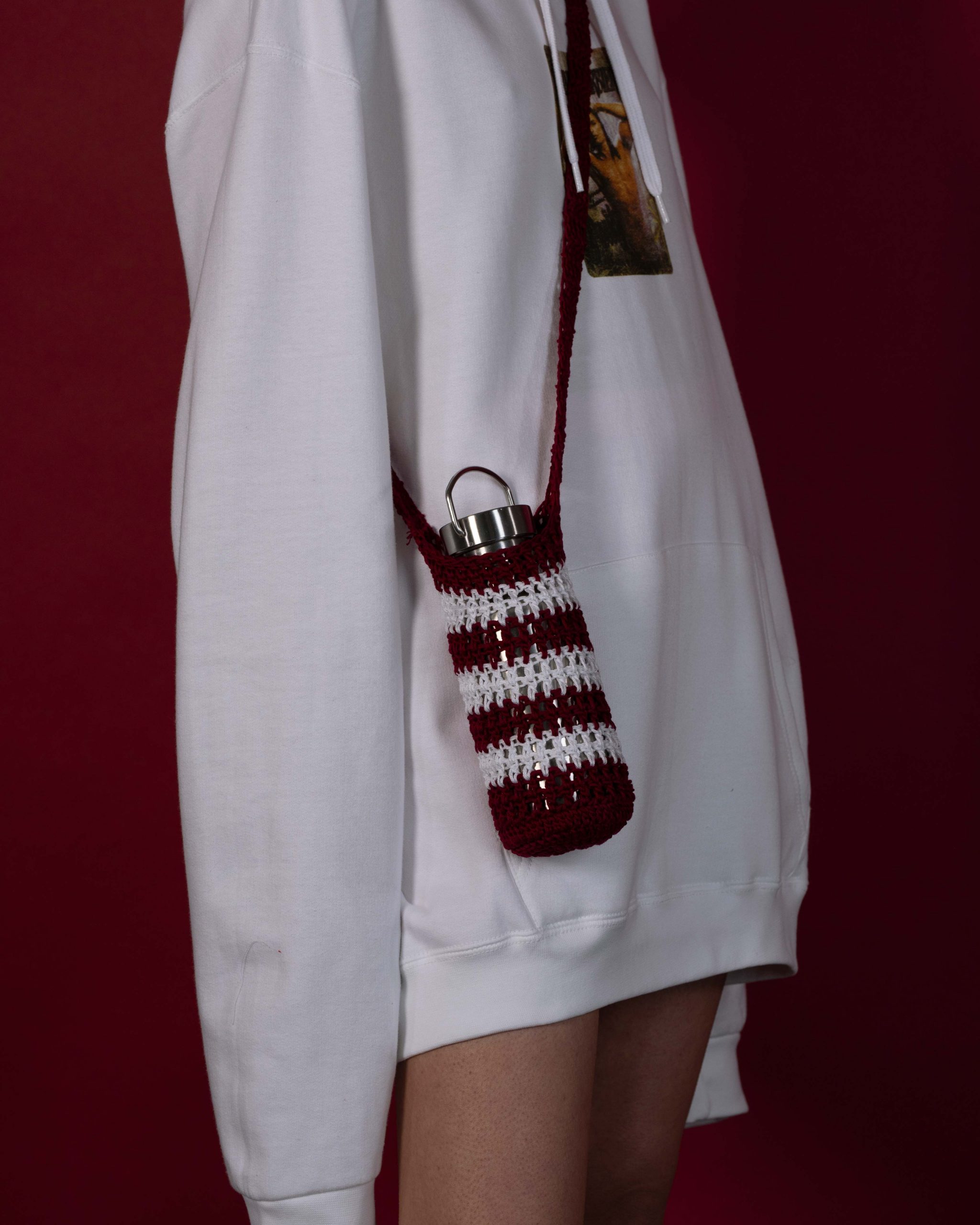 Red and White Knitted Mini Bag