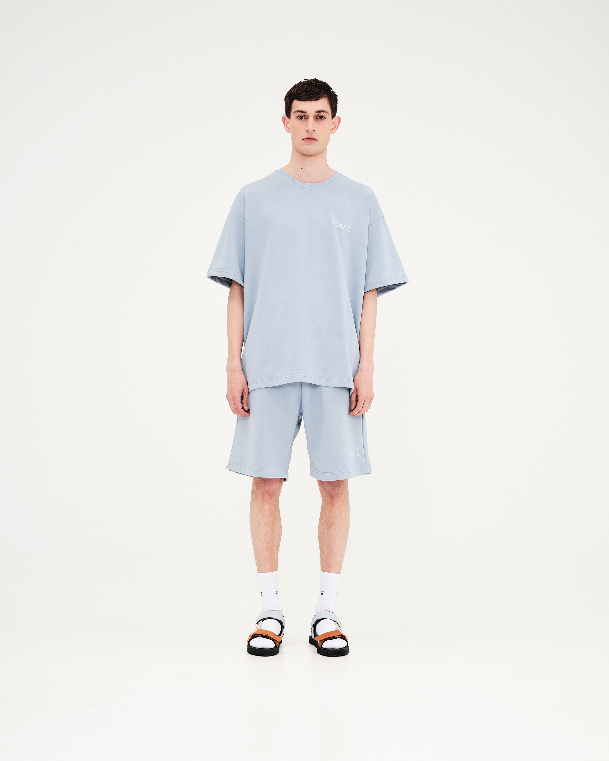 Sweatshirt Short Sleeve , Baby Blue