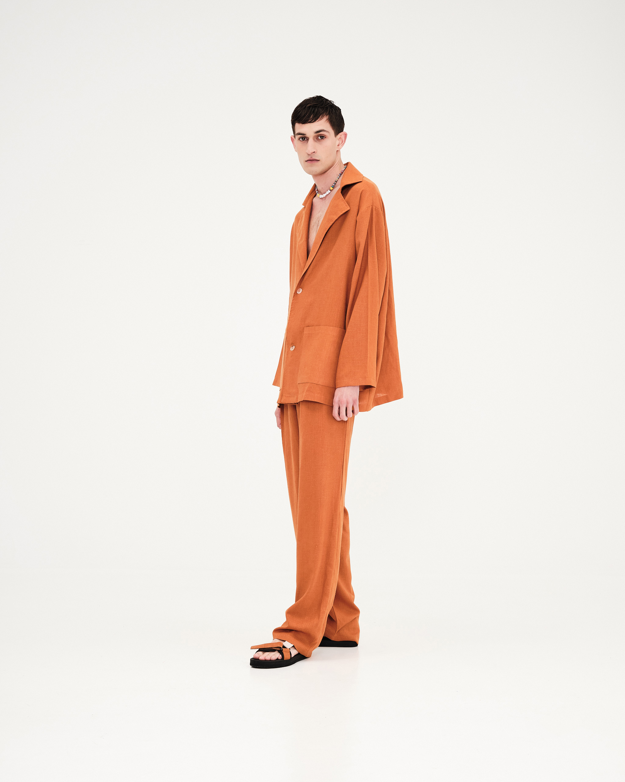 Stitched Single Breasted Blazer , Burned Orange