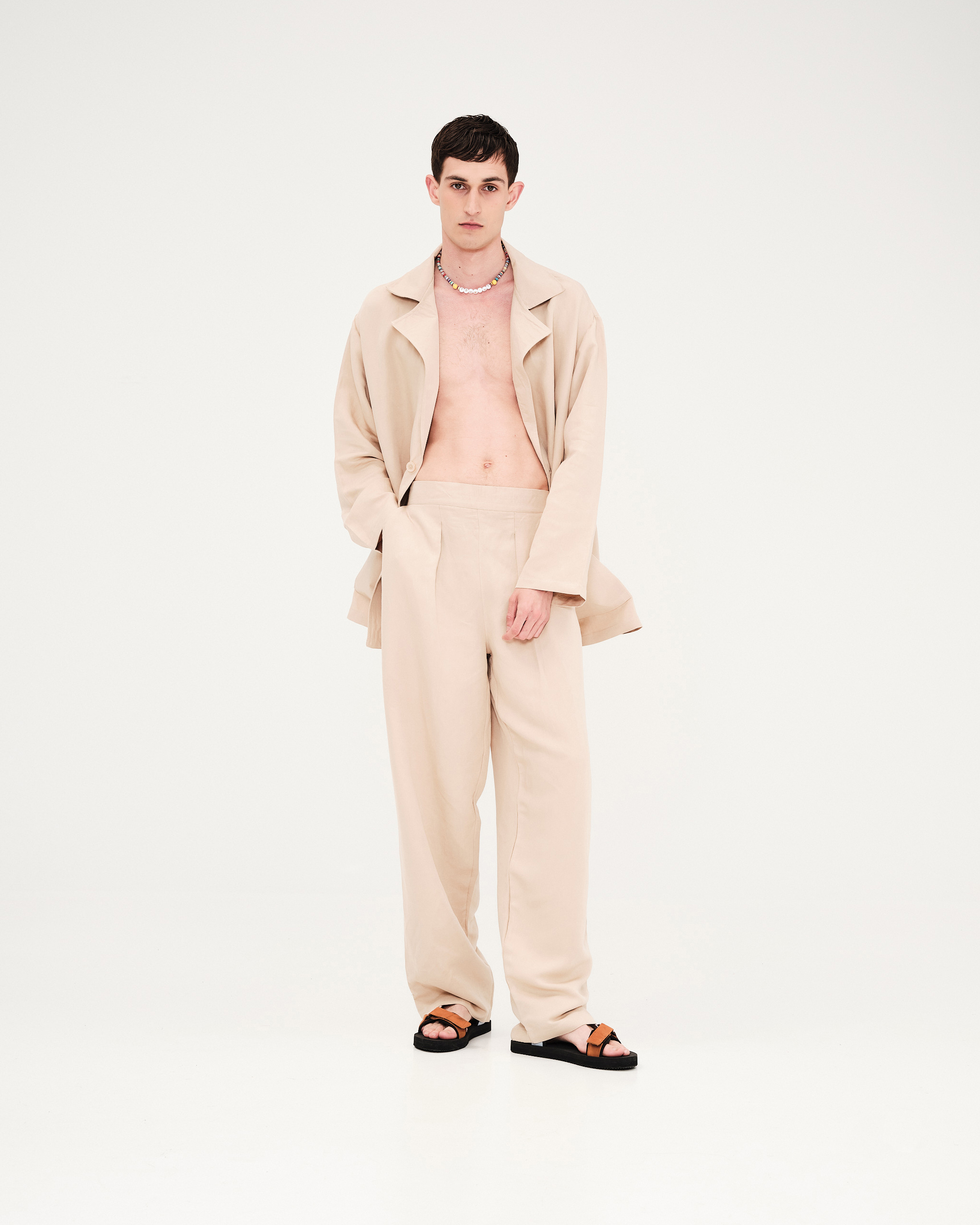 Soft pleated pants , Beige
