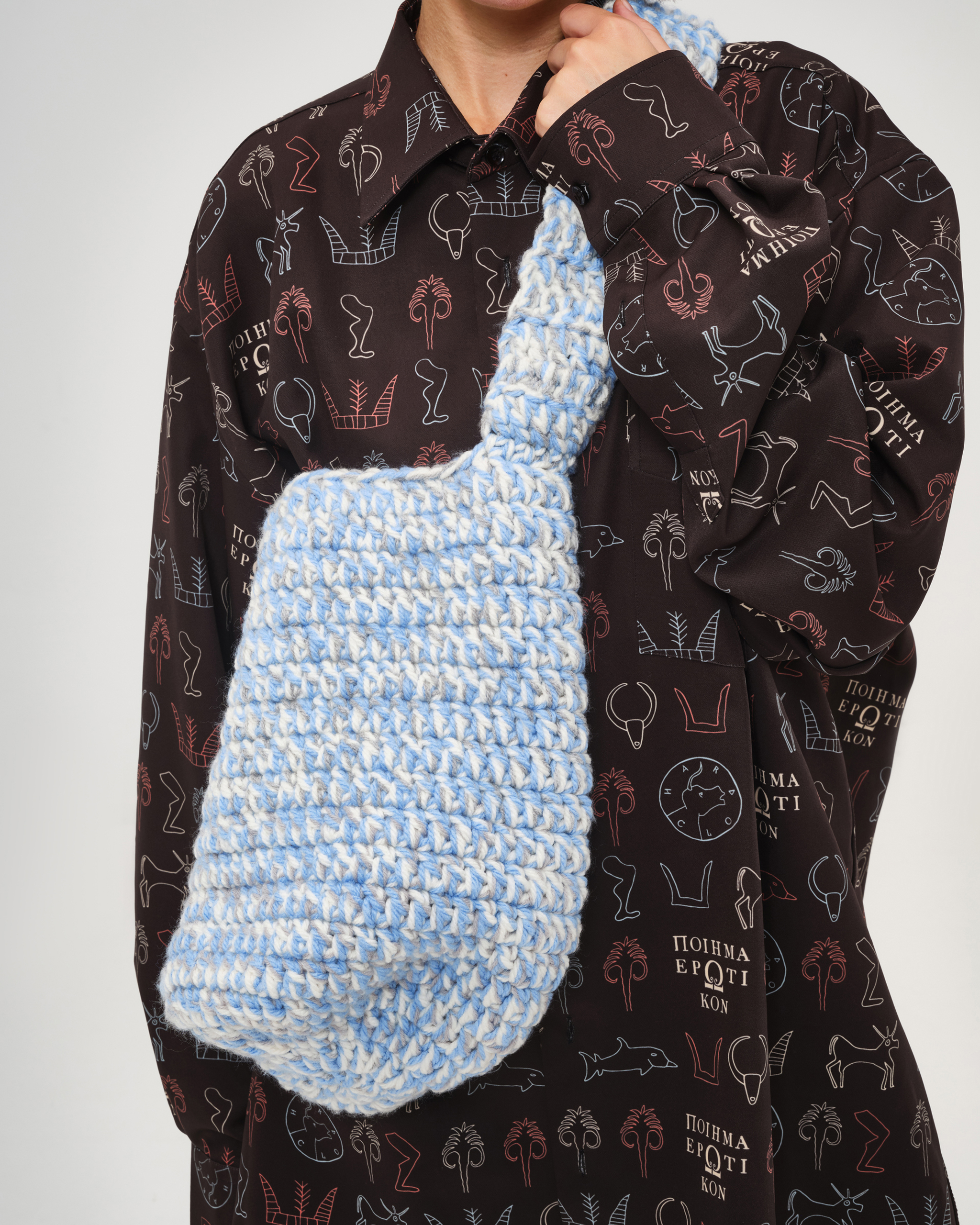 Handmade Knitted , Shoulder Bag , Baby Blue