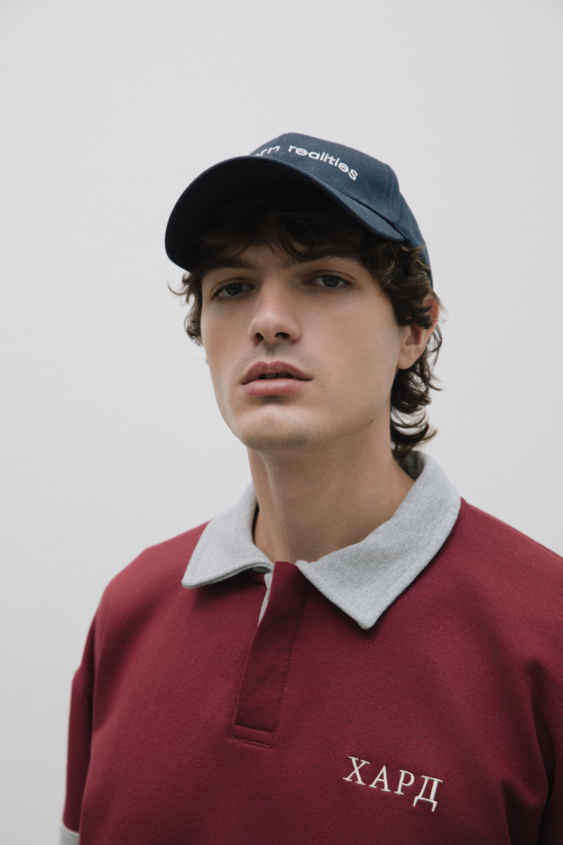 Burgundy & Grey Long Sleeve Rugby Polo Shirt