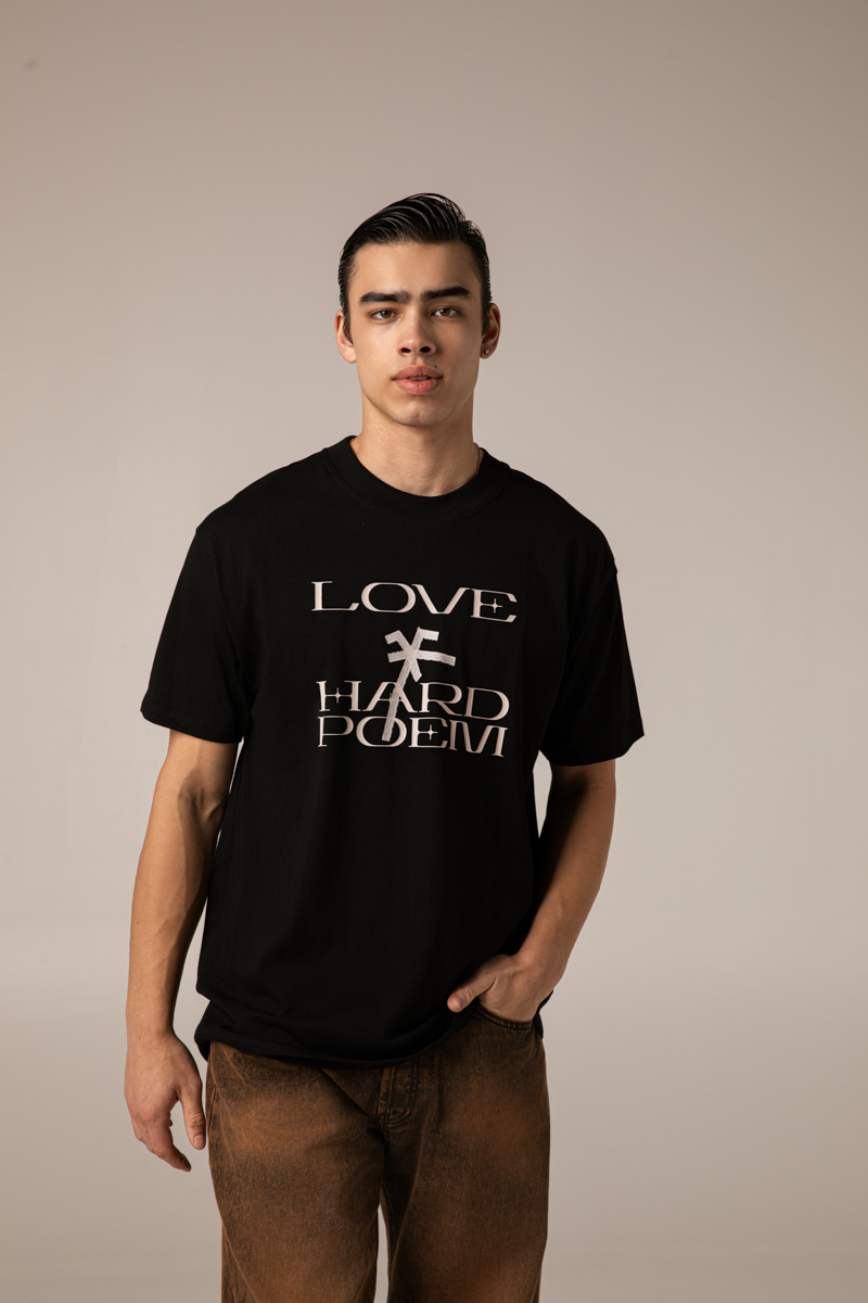 Love Hard Poem T-Shirt , Black