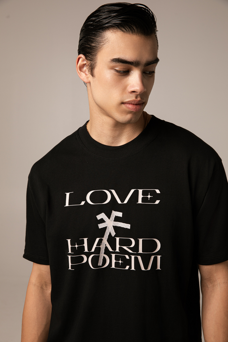 Love Hard Poem T-Shirt , Black