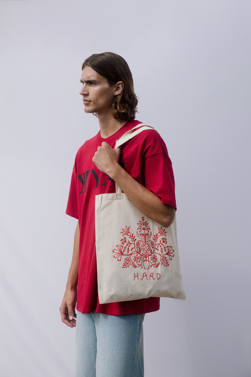 Hard Skyrian Print Tote Bag , Beige