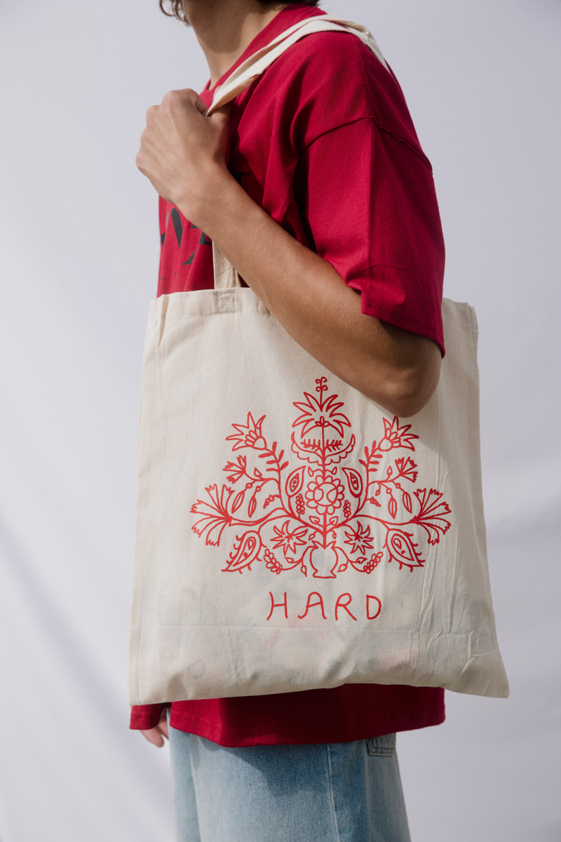 Hard Skyrian Print Tote Bag , Beige