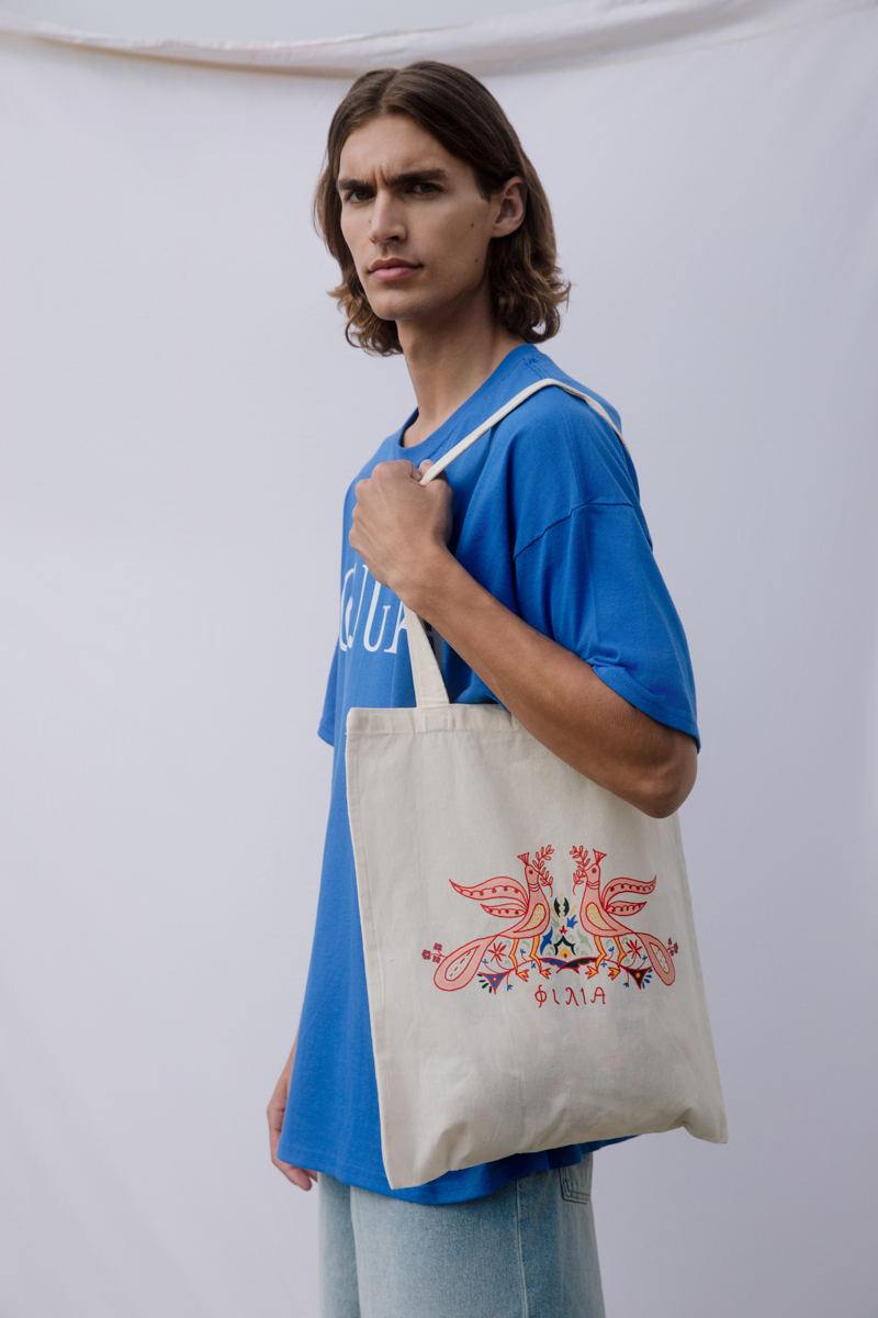 Friendship Painting Tote Bag , Beige