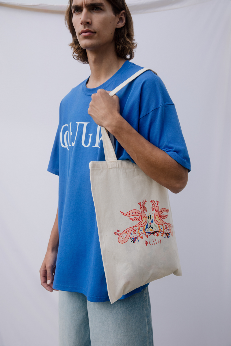 Friendship Painting Tote Bag , Beige