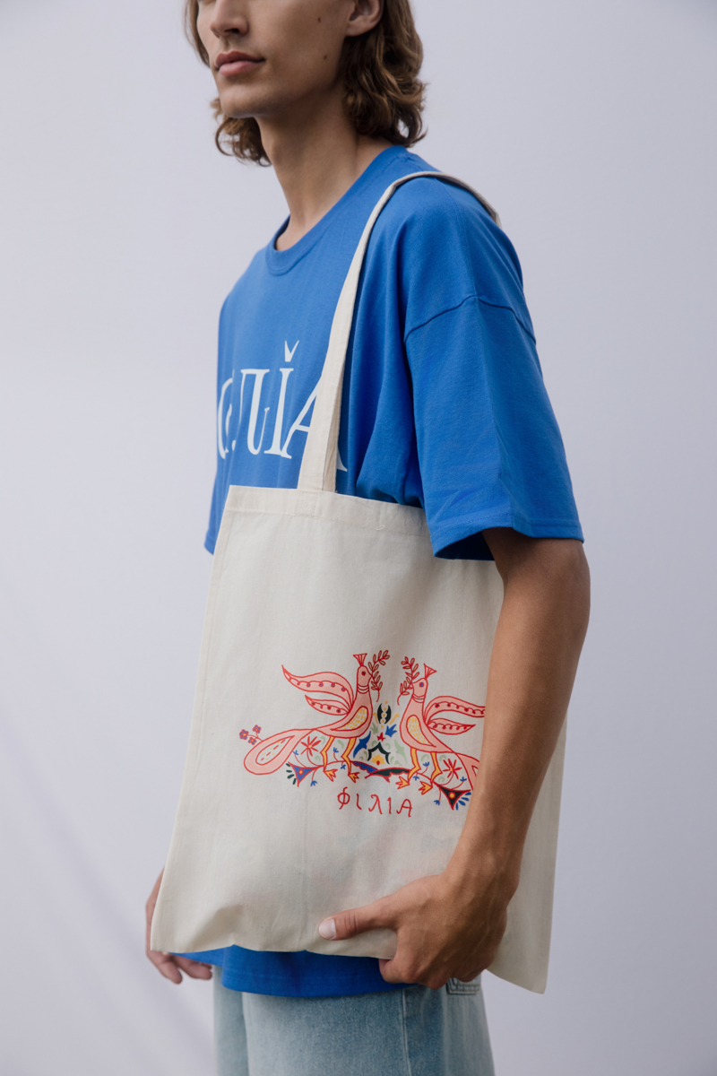 Friendship Painting Tote Bag , Beige