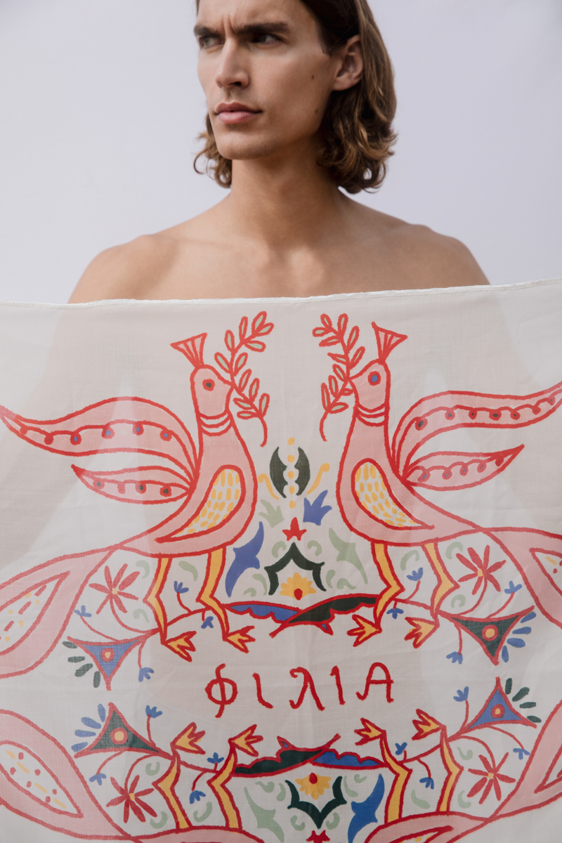 Friendship Painting Scarf , Beige