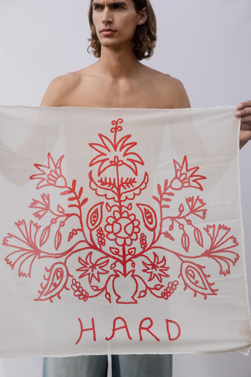 Friendship Painting Scarf , Beige