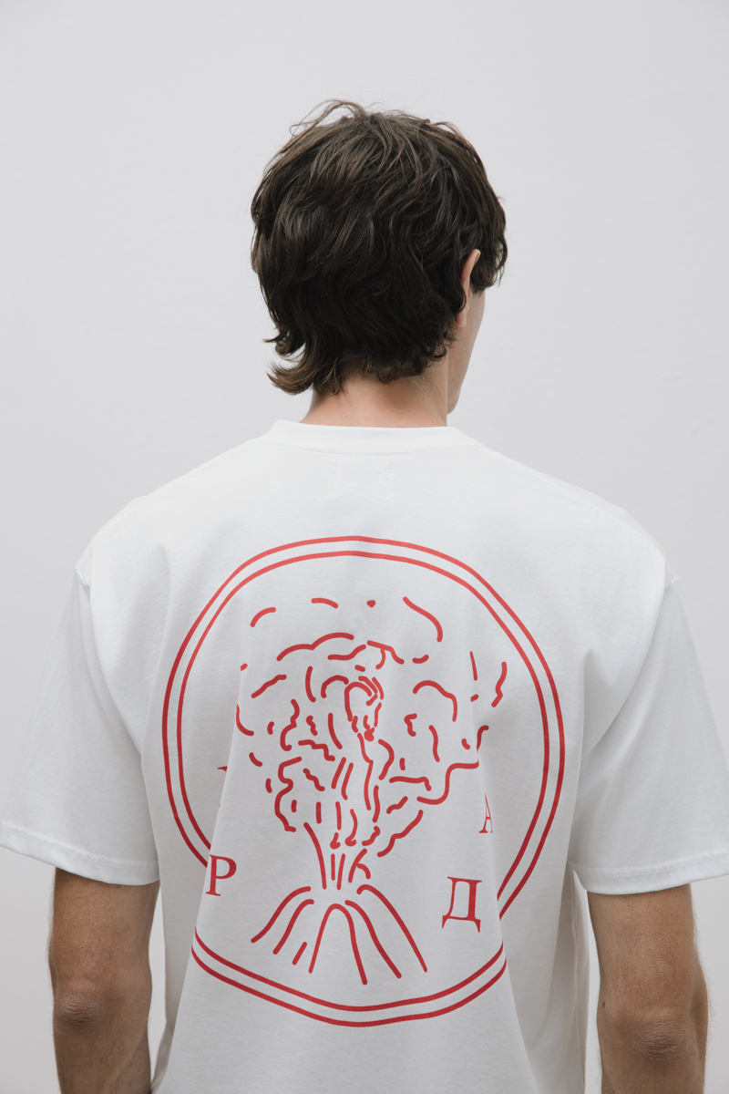 Orgasm T-Shirt , White Big Red Logo